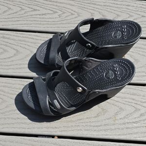 CROCS🐊 Black Heeled Shoes with Sturdy Rubber Sole 🐊